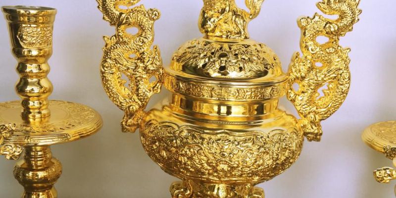 Đồ thờ dát vàng hoàn thiện tinh xảo