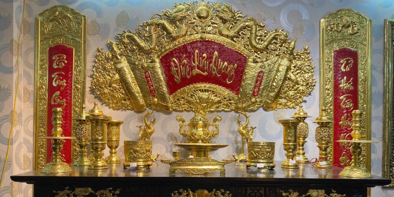 Bộ đồ thờ dát vàng sang trọng và bền đẹp