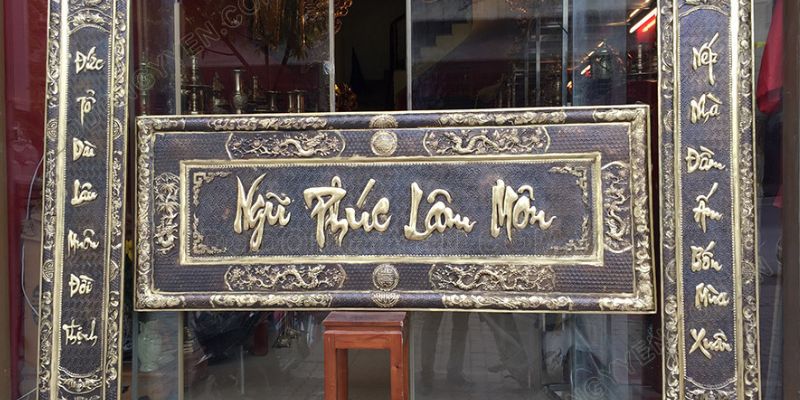 Hoành phi đồng khảm tam khí cao cấp