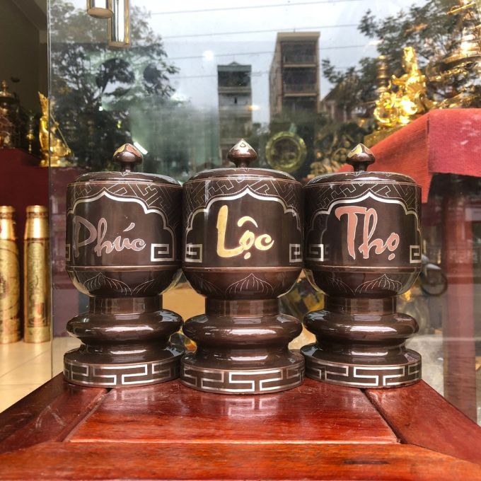 Đài thờ khảm ngũ sắc Phúc – Lộc – Thọ | Cao 20 ngang 10cm