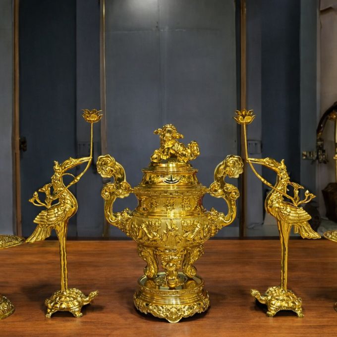 Đỉnh đồng dát vàng | Kích thước 65 cm – Dát vàng 9999