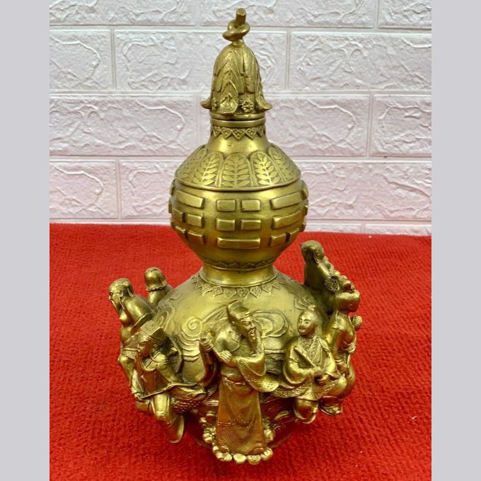 Hồ lô đồng Bát Tiên phong thủy đúc thủ công | Cao 25 cm