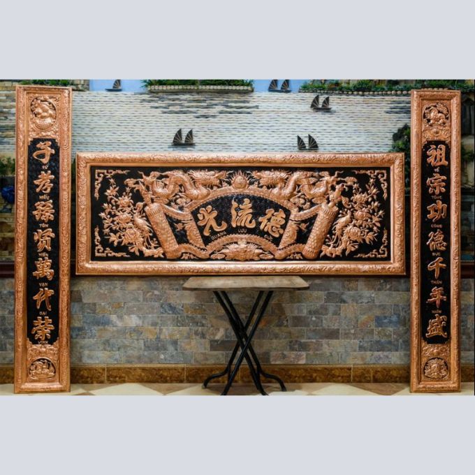 Hoành phi câu đối đồng đỏ kích thước 1m75 x Cao 68cm