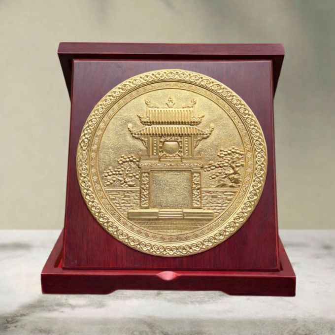 Hộp tranh Khuê Văn Các đồng vàng | Kích thước 24cm x 24cm