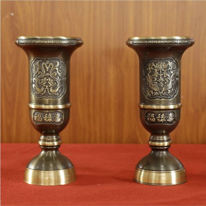 Ống hương đồng giả cổ đẹp chế tác thủ công | Ống đựng nhang