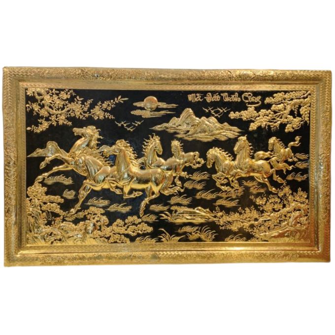 Tranh đồng Mã Đáo Thành Công nền đen | KT 213cm x 127cm