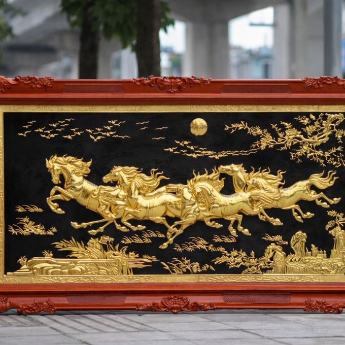 Tranh mạ vàng mã đáo thành công | Treo tranh hút tài lộc