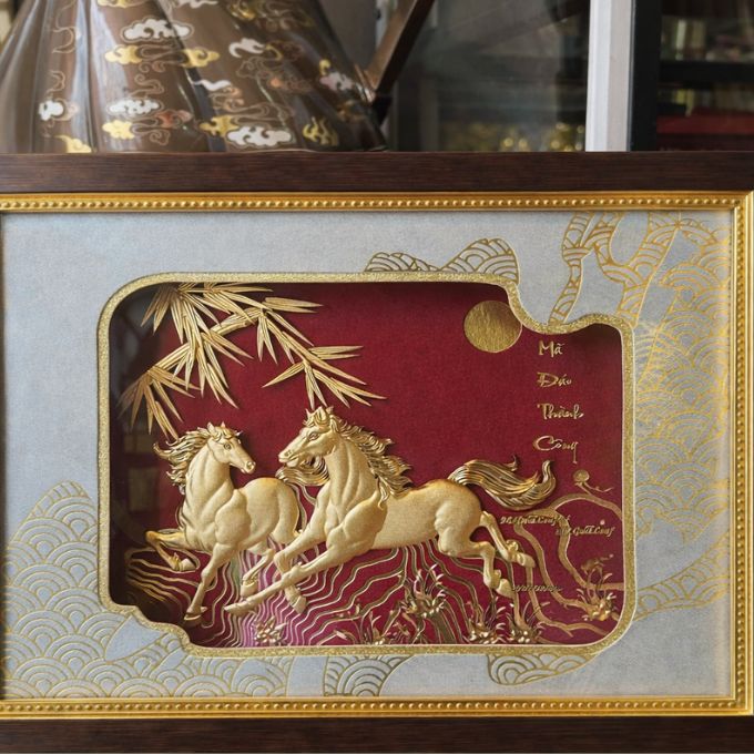 Tranh song mã mạ vàng 24K cao cấp | Kích thước 30x30cm