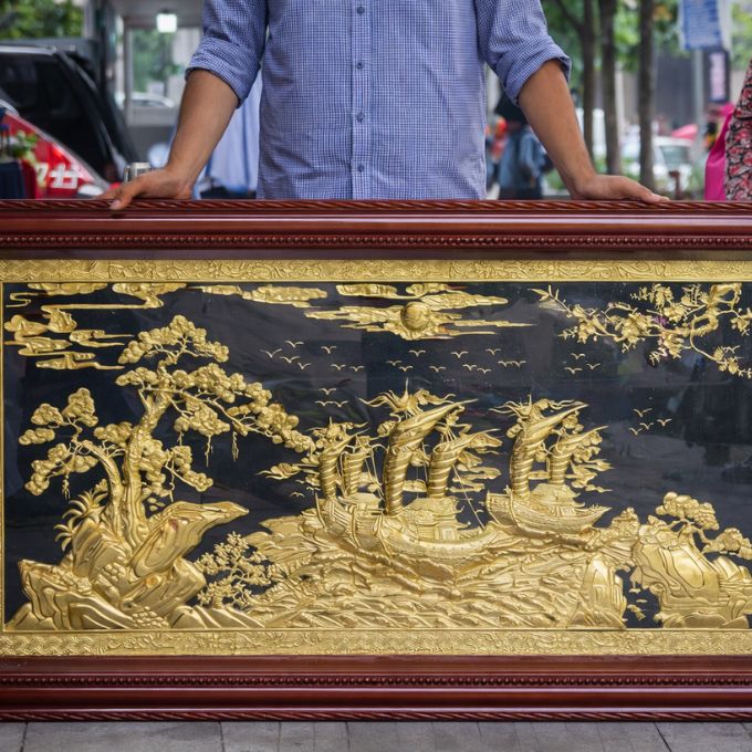 Tranh Thuận Buồm Xuôi Gió mạ vàng 24k | Tài lộc, may mắn