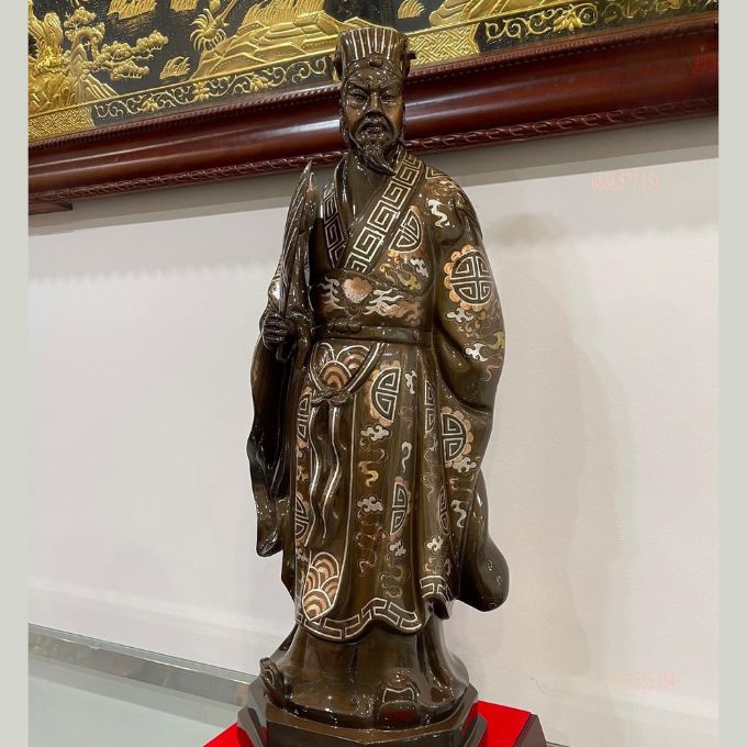 Tượng Gia Cát Lượng khảm tam khí cao 80cm | Đúc thủ công