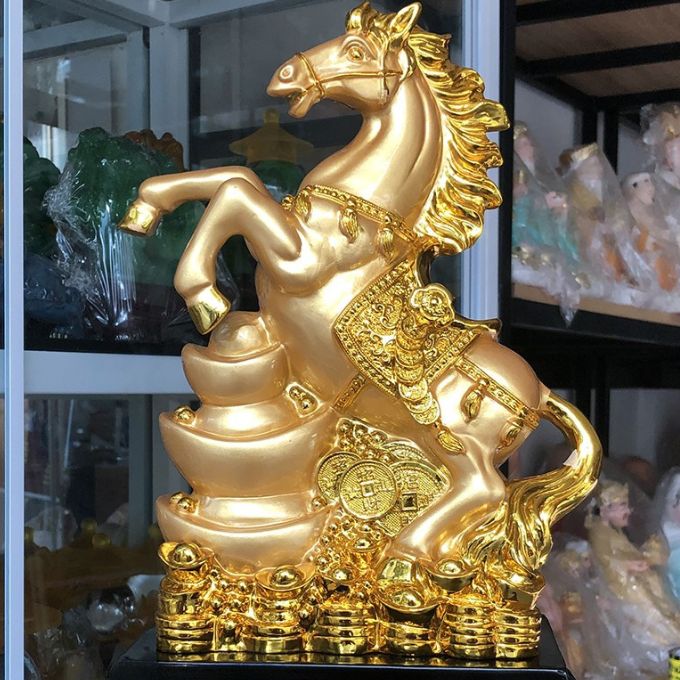 Tượng ngựa vàng phong thủy | Kích thước 21x11x33cm