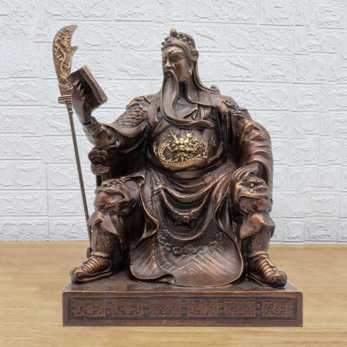 Tượng Quan Công ngồi đọc sách chuẩn phong thủy | Cao 45Cm