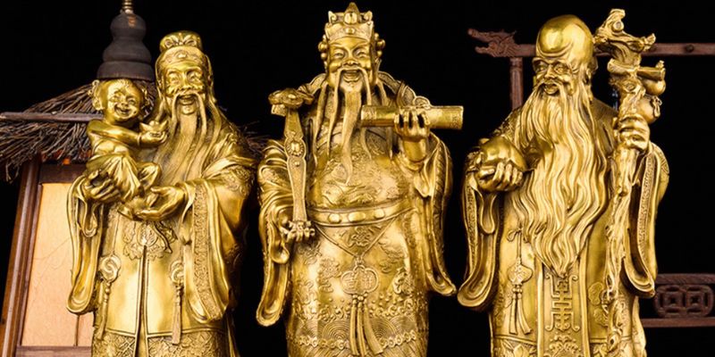 Cách bày trí tượng Tam Đa Phúc - Lộc - Thọ bằng đồng đúng phong thủy